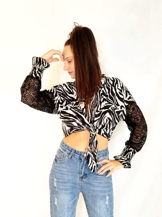 Camicia zebrata animalier da donna sadamoda