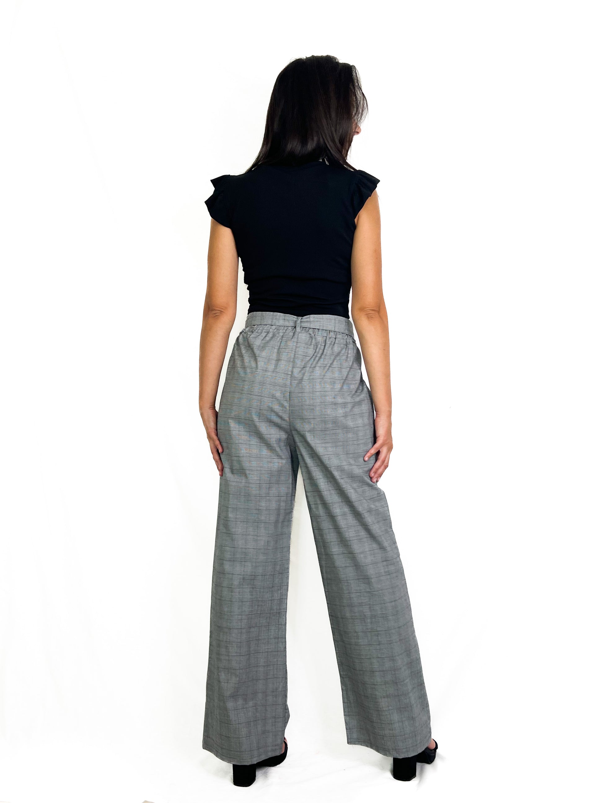 Pantalone elegane a quadri 100% cotone donna sadamoda.