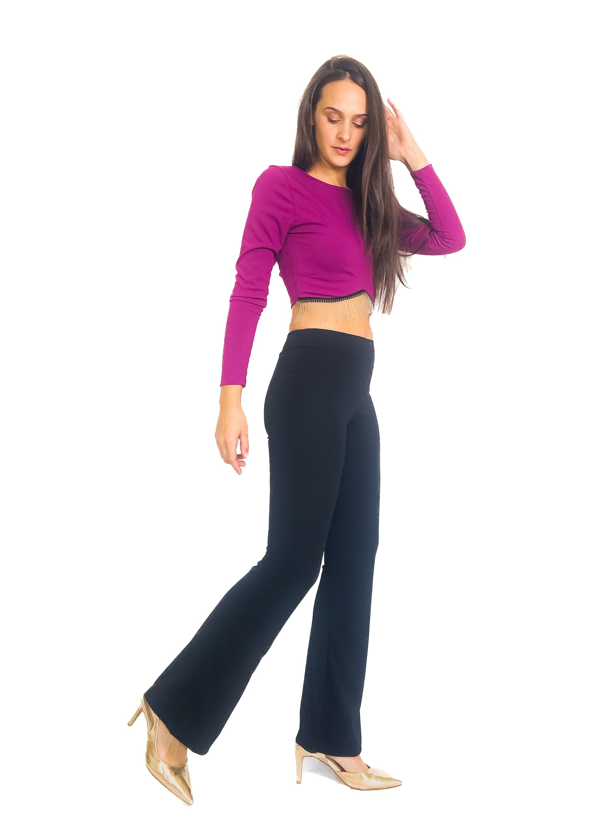 Pantalone zampa donna aderente sadamoda