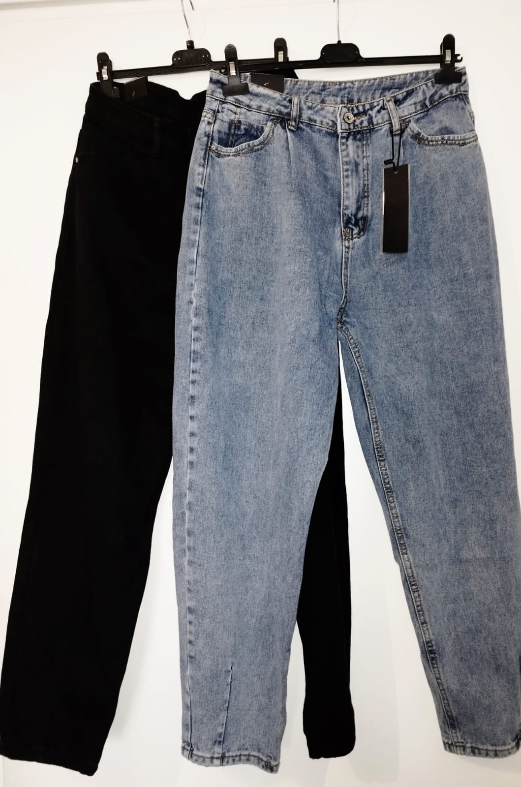 Jeans nero/blu chiaro largo donna sadamoda.