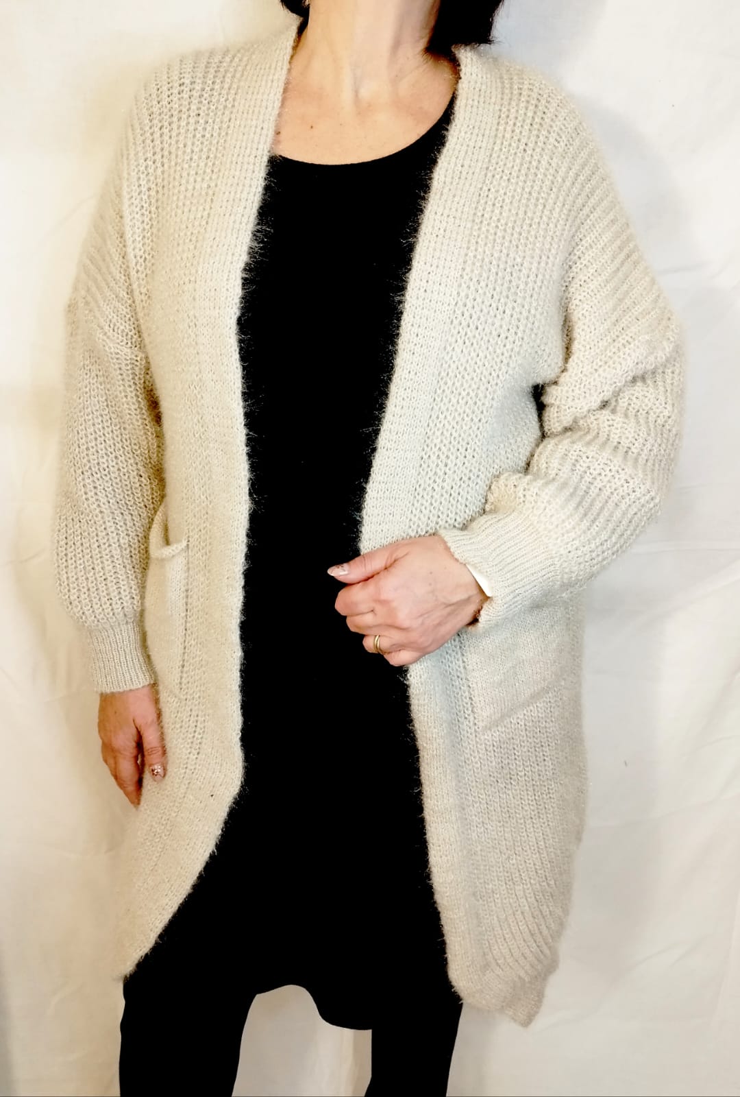 Cardigan morbido con tasche donna sadamoda